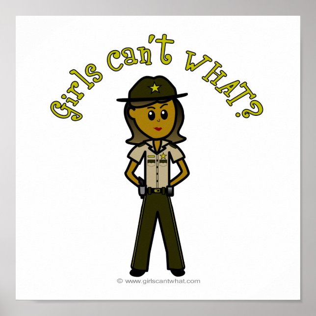 Dark Female Sheriff in Brown Uniform Poster (Front)