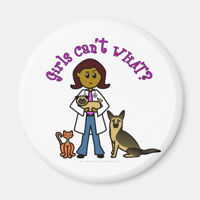 Dark Female Veterinarian Magnet (Front)