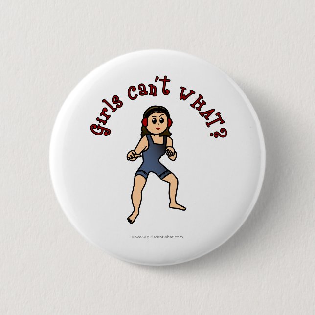 Dark Female Wrestler 6 Cm Round Badge (Front)
