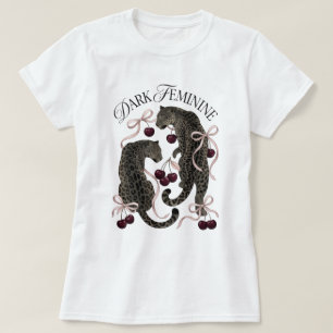 Dark Feminine Cheetah Print & Ribbon Bows T-Shirt