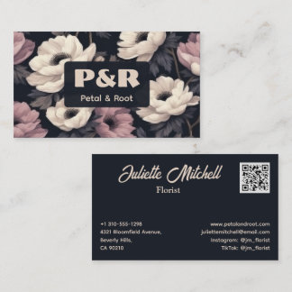 Dark Floral Anemone Florist Business Card