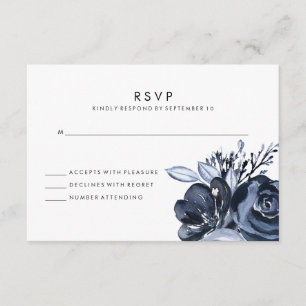 Dark Floral Black Watercolor Wedding Response