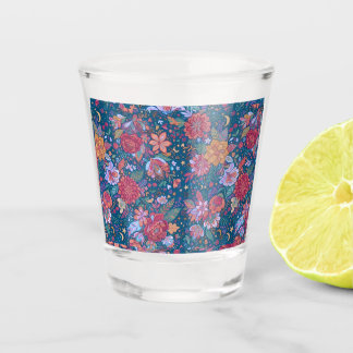 Dark Floral Botanical Pattern with Vintage Moody G Shot Glass