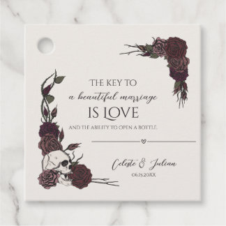 Dark Floral Bottle Opener Wedding Gift Favour Tag