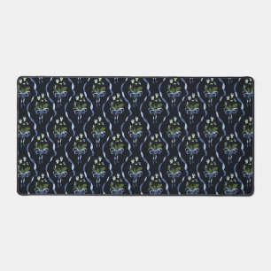 Dark floral bow pattern aesthetic desk mat