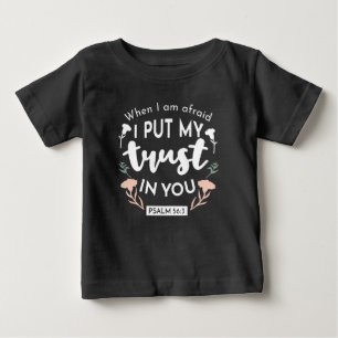 Dark Floral Christian Art - Psalm 56:3 Baby T-Shirt