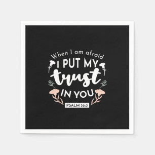 Dark Floral Christian Art - Psalm 56:3  Napkin