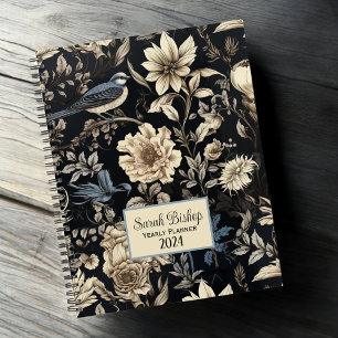 Dark Floral Custom Yearly Planner Hardcover