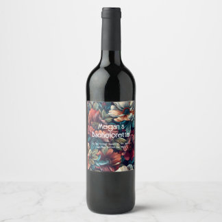 Dark Floral Customizable Wine Label