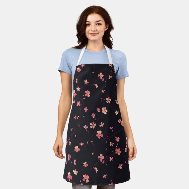 Dark Floral Dream Pattern Apron (Worn)