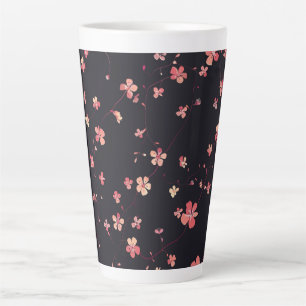 Dark Floral Dream Pattern Latte Mug