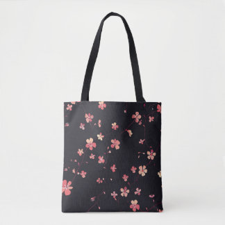 Dark Floral Dream Pattern Tote Bag
