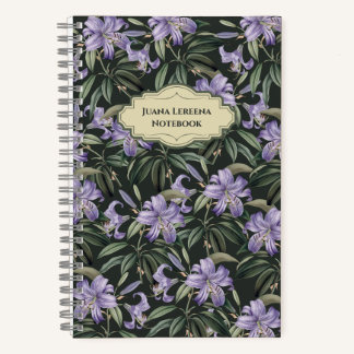 Dark Floral Dreams With Realistic Purple Lily Notebook