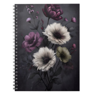 Dark Floral Elegance – Moody Botanical Art Poster Notebook