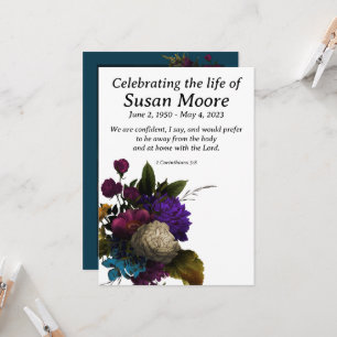 Dark Floral Funeral Invitation