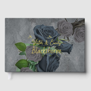 Dark Floral Gothic Style Wedding Foil Guestbook