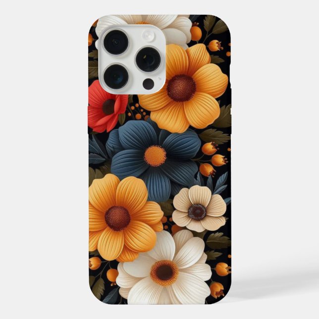 Dark floral iPhone 15 pro max case (Back)
