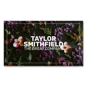 Dark Floral Minimal Botanical Trendy Magnetic Business Card