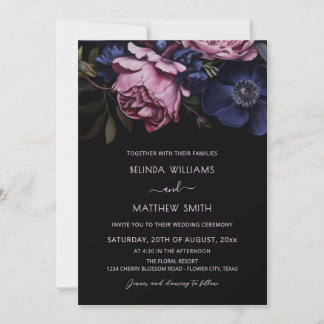 Dark Floral Moody | Photo Wedding Invitation
