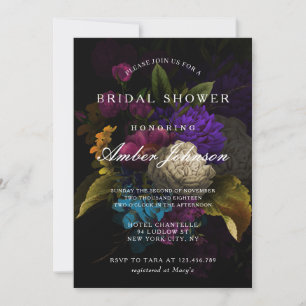 Dark Floral Moody Wedding Bridal Shower Invitation
