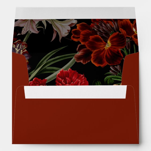 Dark Floral Moody Wedding Envelope (Back (Bottom))
