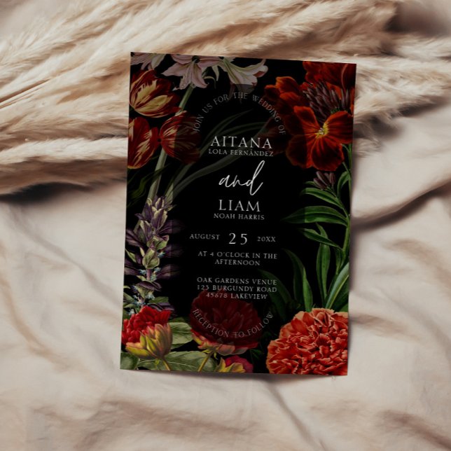 Dark Floral Moody Wedding  Invitation (Creator Uploaded)