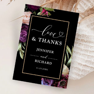 Dark Floral Moody Wedding Thank You Cards