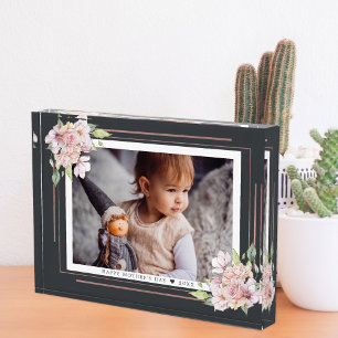 Dark Floral on Black   Mother's Day Photo Block