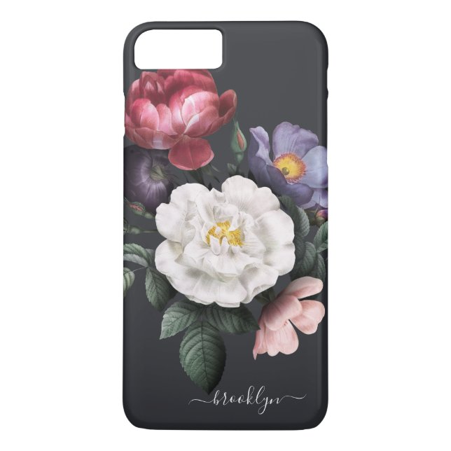 Dark Floral on Black | Signature Case-Mate iPhone Case (Back)