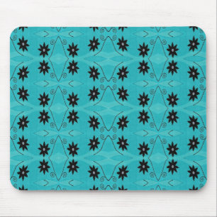 dark floral on turquoise mouse mat