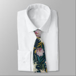 Dark Floral Painted Pattern Tie<br><div class="desc">My original digitally painted pattern with yellow and pink over dark navy and turquoise leaf accents</div>