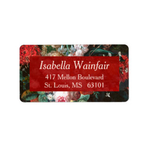 Dark Floral Painting with Roses Return Address Label