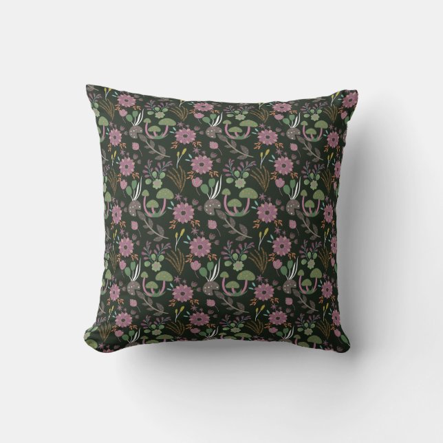 Dark Floral Pattern Cushion (Front)