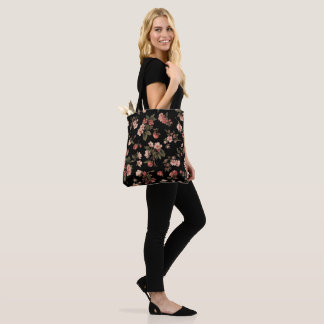 dark floral pattern vintage cherry blossom mood tote bag