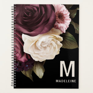 Dark Floral Personalised  Planner