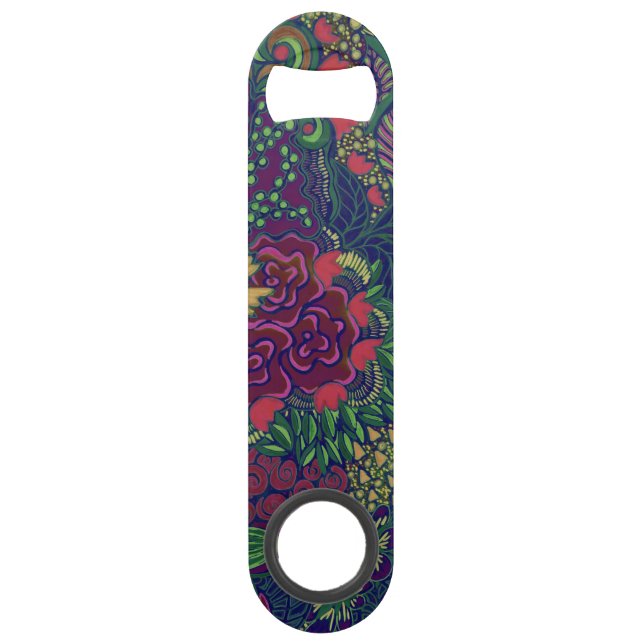 Dark Floral Print Speed Bottle Opener (Front)