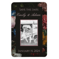 Dark Floral Save The Date Magnet