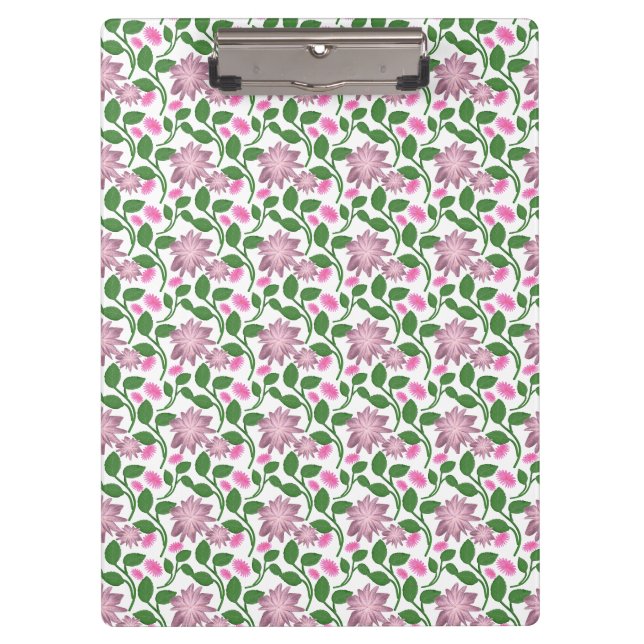 Dark Floral Seamless Pattern Pink Flowers Green Le Clipboard (Front)