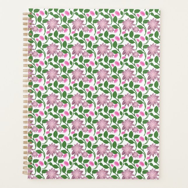 Dark Floral Seamless Pattern Pink Flowers Green Le Planner (Front)