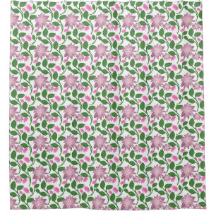 Dark Floral Seamless Pattern Pink Flowers Green Le Shower Curtain