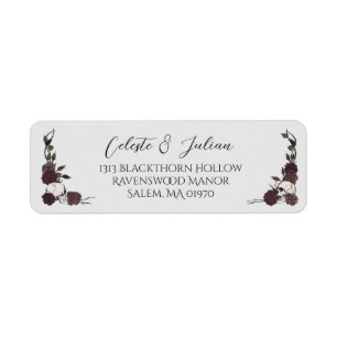Dark Floral Skull Wedding Return Address