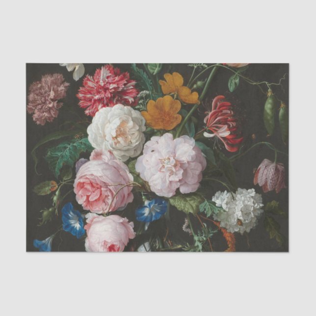 Dark Floral Still Life Tissue Paper (Front)