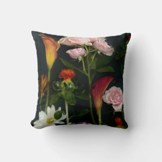 Dark Floral Throw Pillow