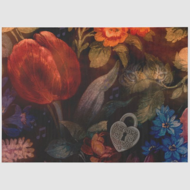 Dark Floral Tiger Tulip Tissue Paper (Front)