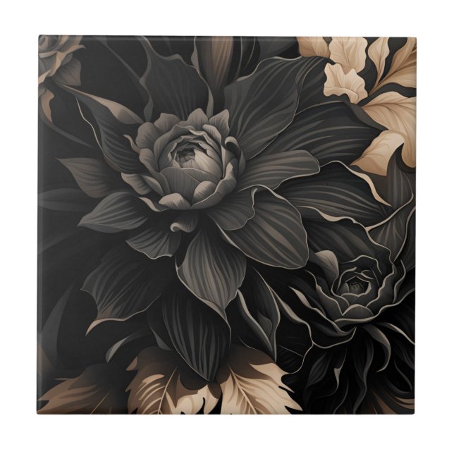 Dark Floral  Tile (Front)