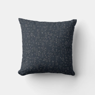 Dark Floral Vine Seamless Pattern with Grey Leaves Cushion