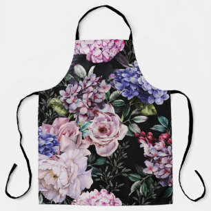 Dark Floral Watercolor Seamless Design Apron