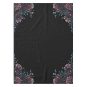 Dark Floral Wedding Gothic Black Elegant Tablecloth