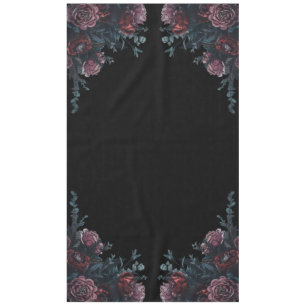 Dark Floral Wedding Gothic Black Elegant Tablecloth