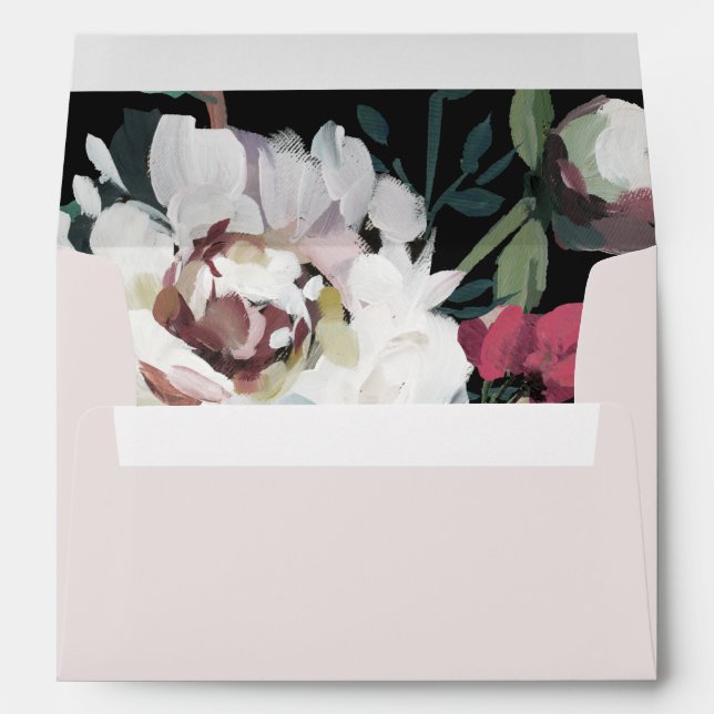 Dark Floral with Blush Pink Bridal Shower Envelope (Back (Bottom))